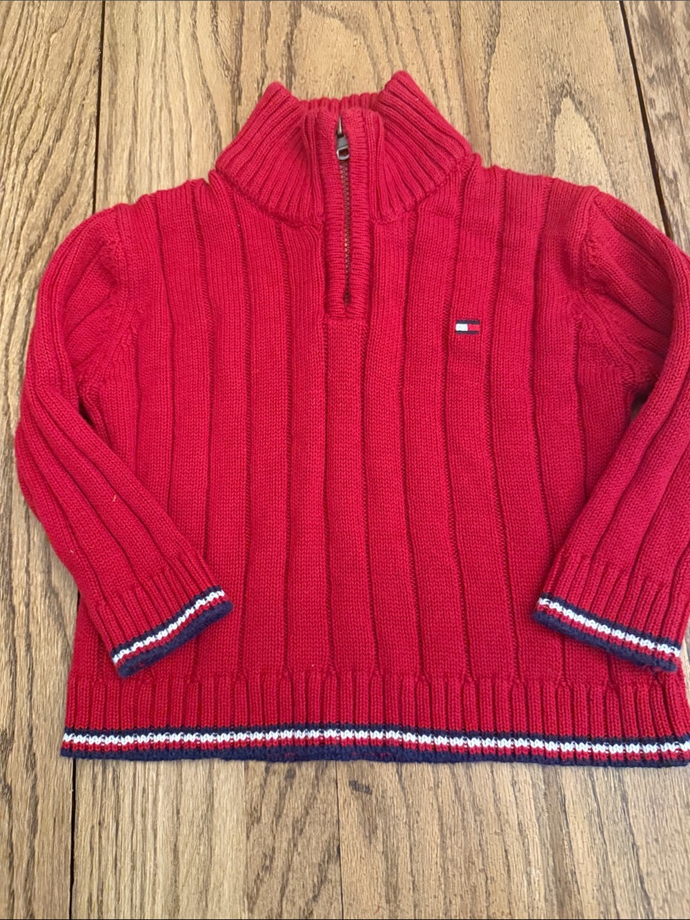 Tommy Hilfiger Red Ribbed Half-Zip Sweater Sz 12m UU